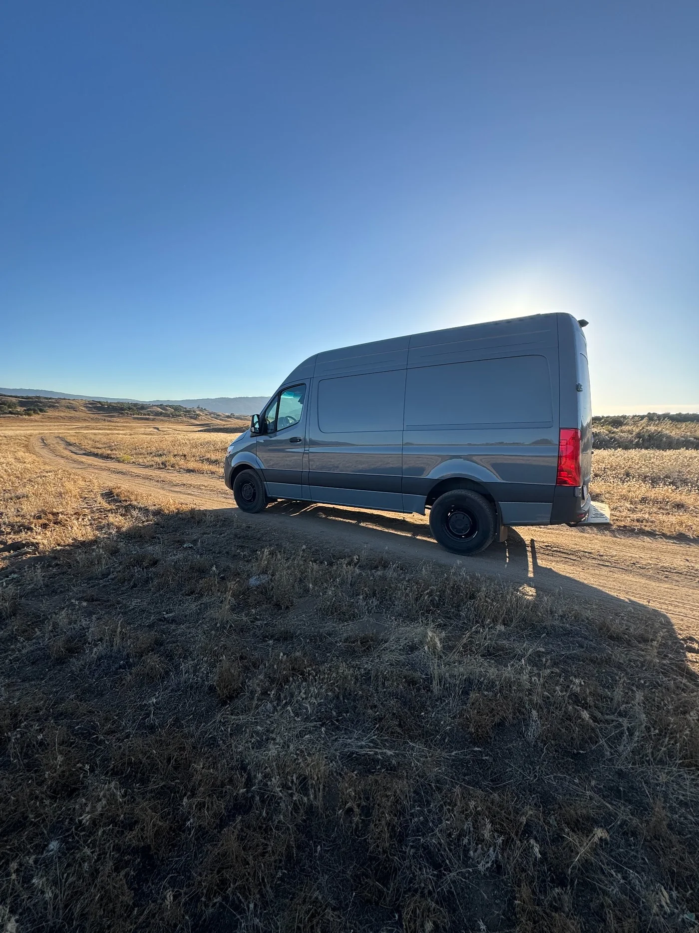Cargo van on a remote Southern California delivery route